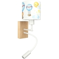 Brilagi - LED fleksibel børnevæglampe BOBO WOOD 1xE27/25W/230V + LED/3W eg/hvid/dyr