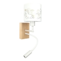 Brilagi - LED fleksibel børnevæglampe BOBO WOOD 1xE27/25W/230V + LED/3W eg/hvid/enhjørninge
