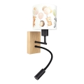 Brilagi - LED fleksibel børnevæglampe BOBO WOOD 1xE27/25W/230V + LED/3W eg/sort/hvid/dyremotiv