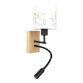 Brilagi - LED fleksibel børnevæglampe BOBO WOOD 1xE27/25W/230V + LED/3W eg/sort/hvid/enhjørninger