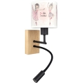 Brilagi - LED Fleksibel børnevæglampe BOBO WOOD 1xE27/25W/230V + LED/3W eg/sort/hvid/lyserød/balletsko