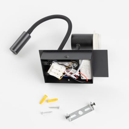 Brilagi - LED fleksibel børnevæglampe BOBO 1xE27/25W/230V + LED/3W sort/hvid/kaniner