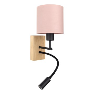 Brilagi - LED-fleksibel væglampe BOBO WOOD 1xE27/25W/230V + LED/3W eg/sort/rosa