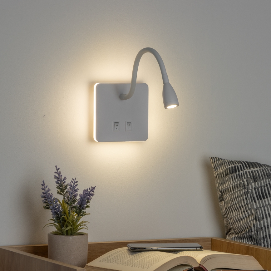 Brilagi - LED Fleksibel væglampe MAYA Double LED/4W/230V + LED/3W hvid