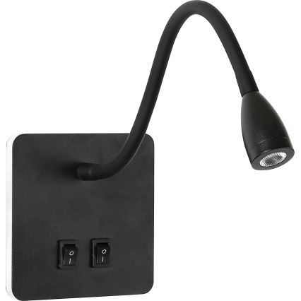 Brilagi - LED Fleksibel væglampe MAYA Double LED/4W/230V + LED/3W sort