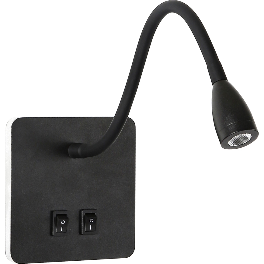 Brilagi - LED Fleksibel væglampe MAYA Double LED/4W/230V + LED/3W sort