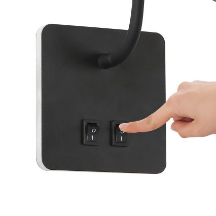 Brilagi - LED Fleksibel væglampe MAYA Double LED/4W/230V + LED/3W sort