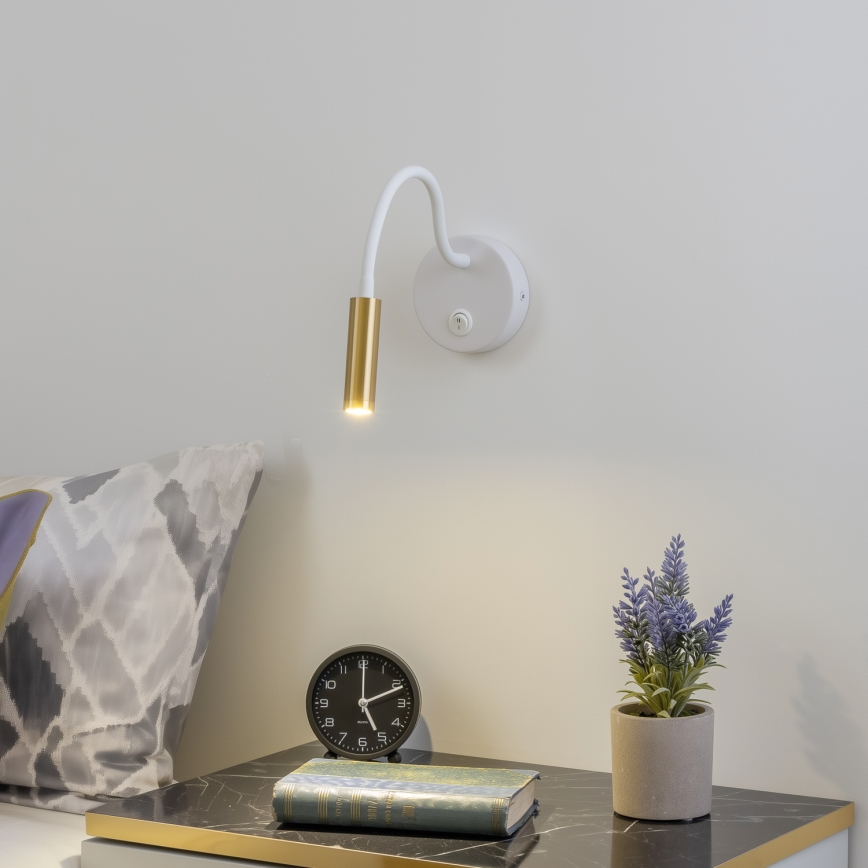 Brilagi - LED Fleksibel væglampe MAYA LED/3W/230V 4000K hvid/guldfarvet