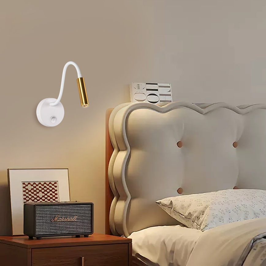 Brilagi - LED Fleksibel væglampe MAYA LED/3W/230V 4000K hvid/guldfarvet