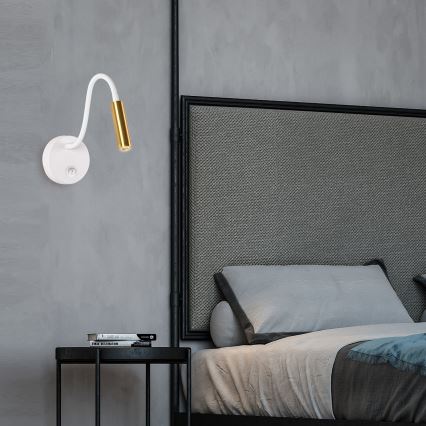 Brilagi - LED Fleksibel væglampe MAYA LED/3W/230V 4000K hvid/guldfarvet
