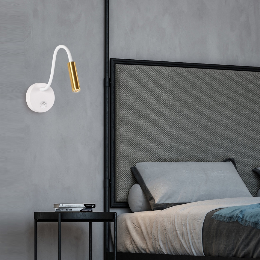 Brilagi - LED Fleksibel væglampe MAYA LED/3W/230V 4000K hvid/guldfarvet