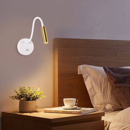 Brilagi - LED Fleksibel væglampe MAYA LED/3W/230V 4000K hvid/guldfarvet