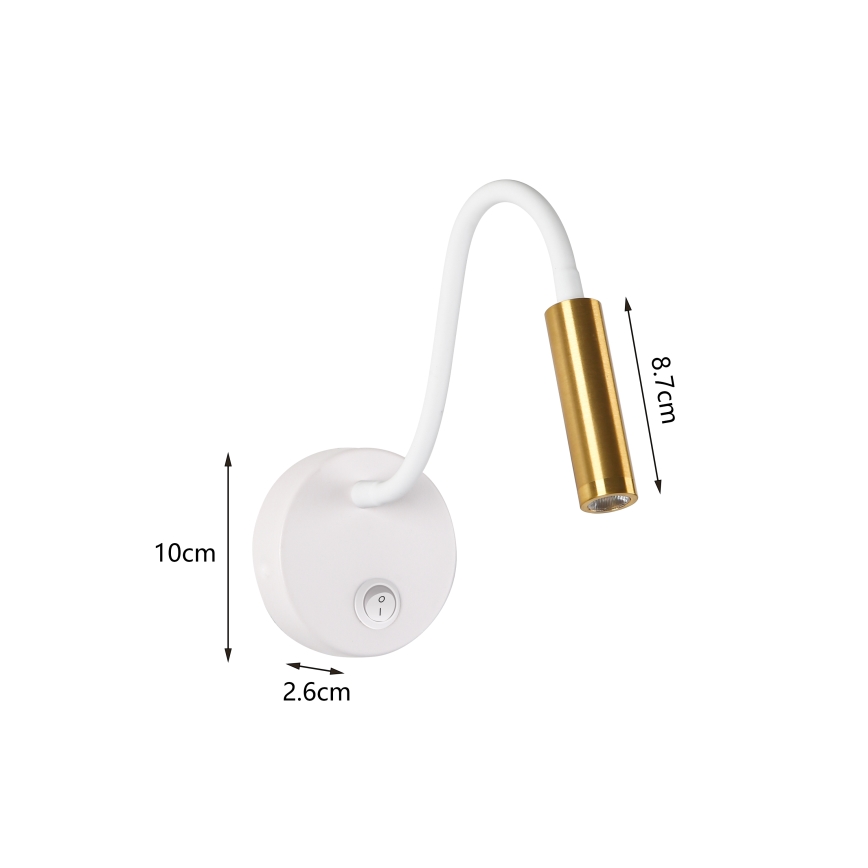 Brilagi - LED Fleksibel væglampe MAYA LED/3W/230V 4000K hvid/guldfarvet