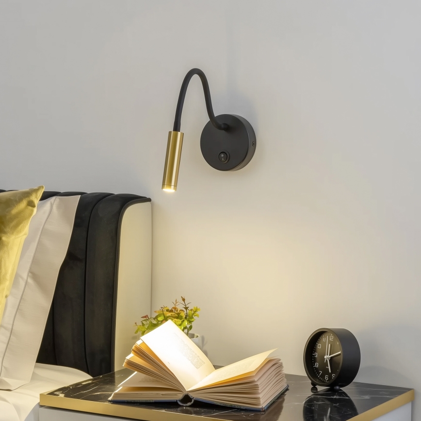 Brilagi - LED Fleksibel væglampe MAYA LED/3W/230V 4000K sort/guldfarvet