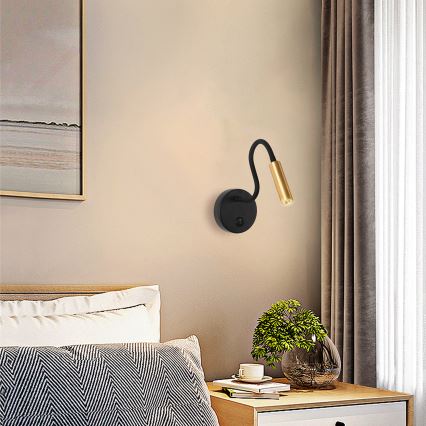 Brilagi - LED Fleksibel væglampe MAYA LED/3W/230V 4000K sort/guldfarvet