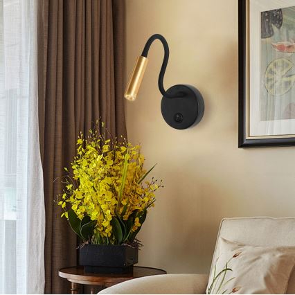 Brilagi - LED Fleksibel væglampe MAYA LED/3W/230V 4000K sort/guldfarvet