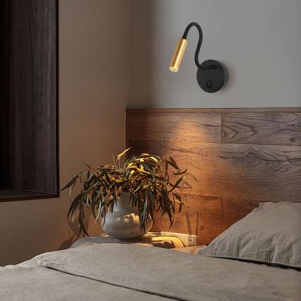 Brilagi - LED Fleksibel væglampe MAYA LED/3W/230V 4000K sort/guldfarvet