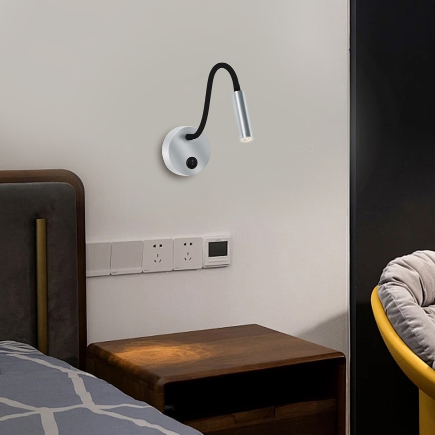 Brilagi - LED Fleksibel væglampe MAYA LED/3W/230V 4000K sølvfarvet