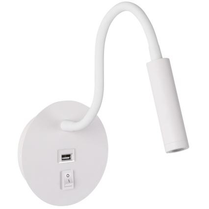 Brilagi - LED Fleksibel væglampe med USB-port MAYA LED/3W/230V 4000K hvid