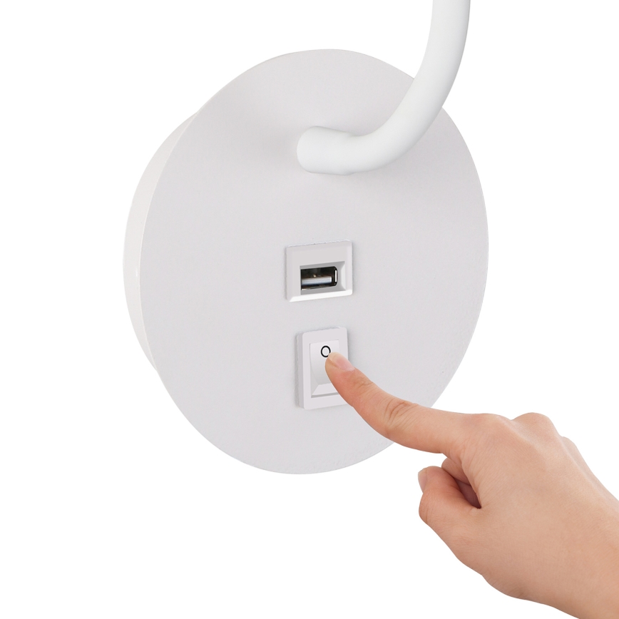 Brilagi - LED Fleksibel væglampe med USB-port MAYA LED/3W/230V 4000K hvid