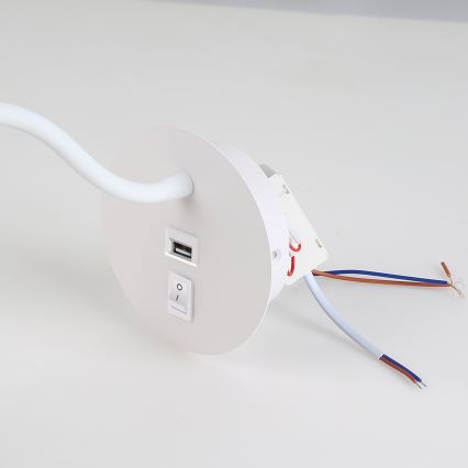 Brilagi - LED Fleksibel væglampe med USB-port MAYA LED/3W/230V 4000K hvid