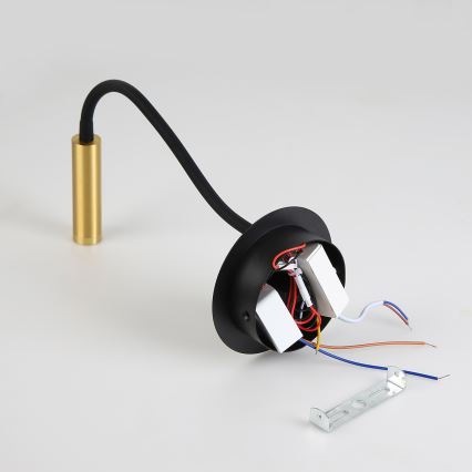 Brilagi - LED Fleksibel væglampe med USB-port MAYA LED/3W/230V 4000K sort/guldfarvet