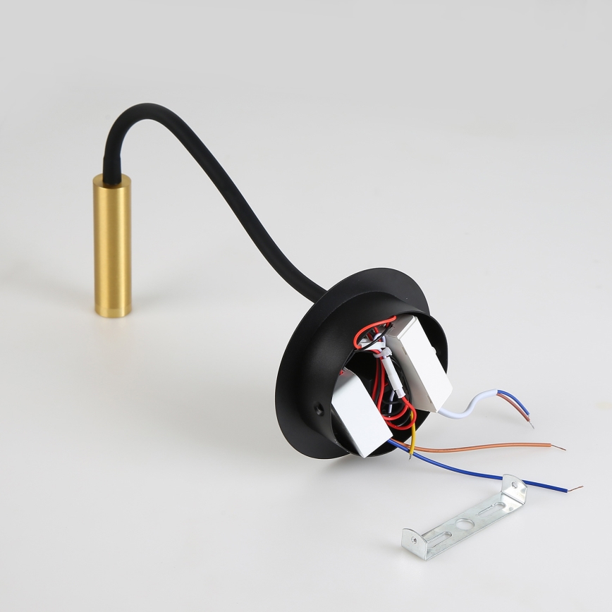 Brilagi - LED Fleksibel væglampe med USB-port MAYA LED/3W/230V 4000K sort/guldfarvet