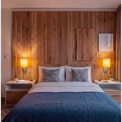 Brilagi - LED fleksibel væglampe NUBILA 1xE27/25W/230V + LED/3W mat krom/orange