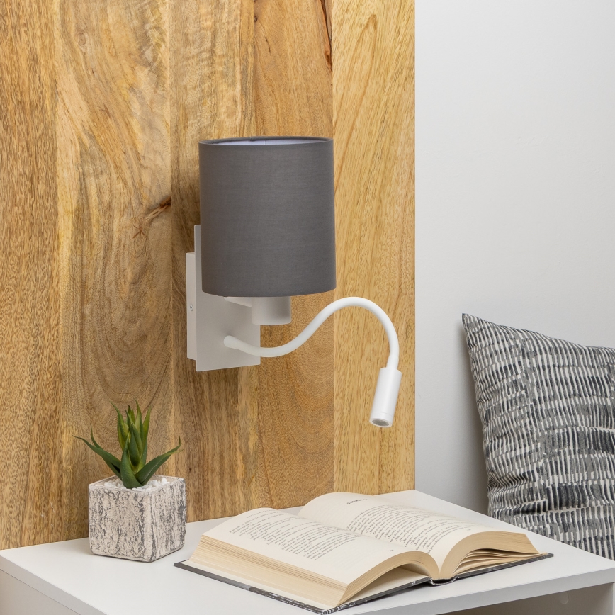 Brilagi - LED Fleksibel væglampe NUBILA 1xE27/25W/230V + LED/3W hvid/antracit