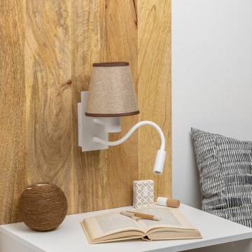 Brilagi - LED Fleksibel væglampe NUBILA 1xE27/25W/230V + LED/3W hvid/brun