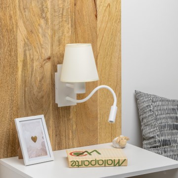 Brilagi - LED Fleksibel væglampe NUBILA 1xE27/25W/230V + LED/3W hvid/cremefarvet