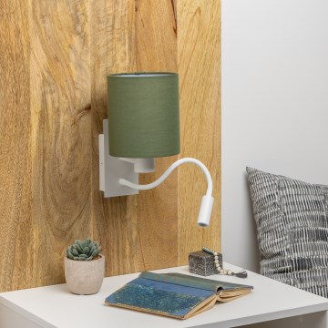 Brilagi - LED Fleksibel væglampe NUBILA 1xE27/25W/230V + LED/3W hvid/grøn