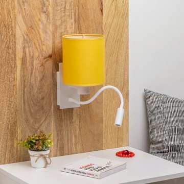 Brilagi - LED fleksibel væglampe NUBILA 1xE27/25W/230V + LED/3W hvid/gul