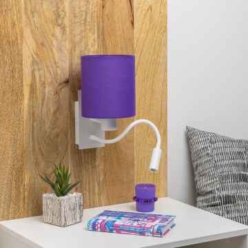 Brilagi - LED Fleksibel væglampe NUBILA 1xE27/25W/230V + LED/3W hvid/lilla