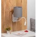 Brilagi - LED fleksibel væglampe NUBILA 1xE27/25W/230V + LED/3W hvid/lysegrå