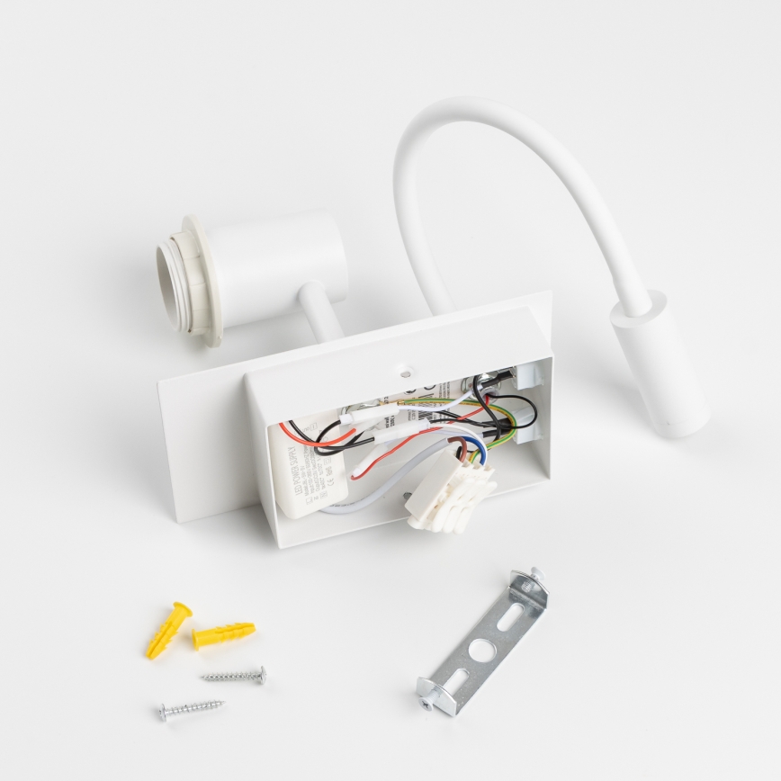 Brilagi - LED fleksibel væglampe NUBILA 1xE27/25W/230V + LED/3W hvid/lysegrå
