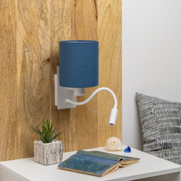 Brilagi - LED Fleksibel væglampe NUBILA 1xE27/25W/230V + LED/3W hvid/mørkeblå