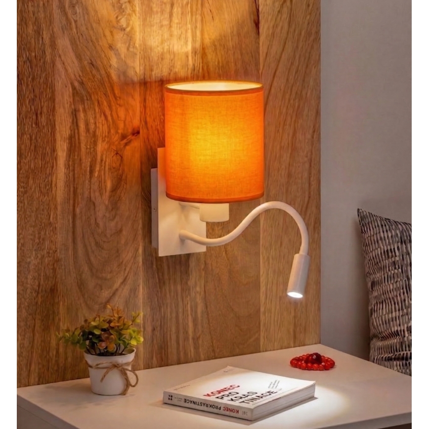 Brilagi - LED fleksibel væglampe NUBILA 1xE27/25W/230V + LED/3W hvid/orange