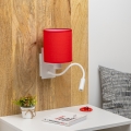 Brilagi - LED Fleksibel væglampe NUBILA 1xE27/25W/230V + LED/3W hvid/rød