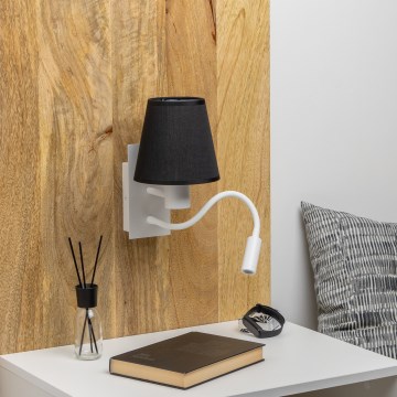 Brilagi - LED Fleksibel væglampe NUBILA 1xE27/25W/230V + LED/3W hvid/sort