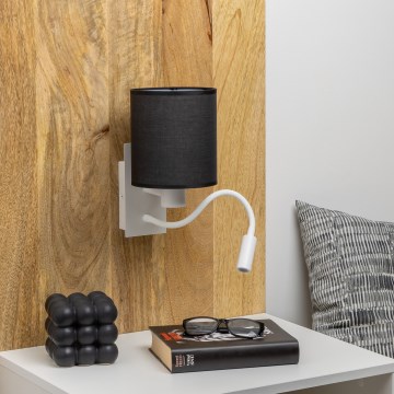 Brilagi - LED Fleksibel væglampe NUBILA 1xE27/25W/230V + LED/3W hvid/sort