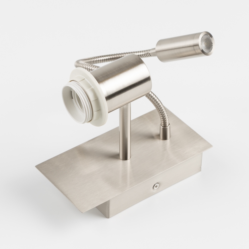 Brilagi - LED fleksibel væglampe NUBILA 1xE27/25W/230V + LED/3W mat krom/gul