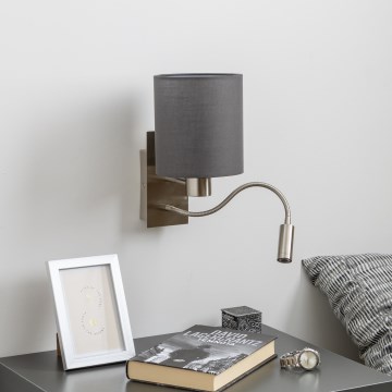 Brilagi - LED Fleksibel væglampe NUBILA 1xE27/25W/230V + LED/3W mat krom/antracit