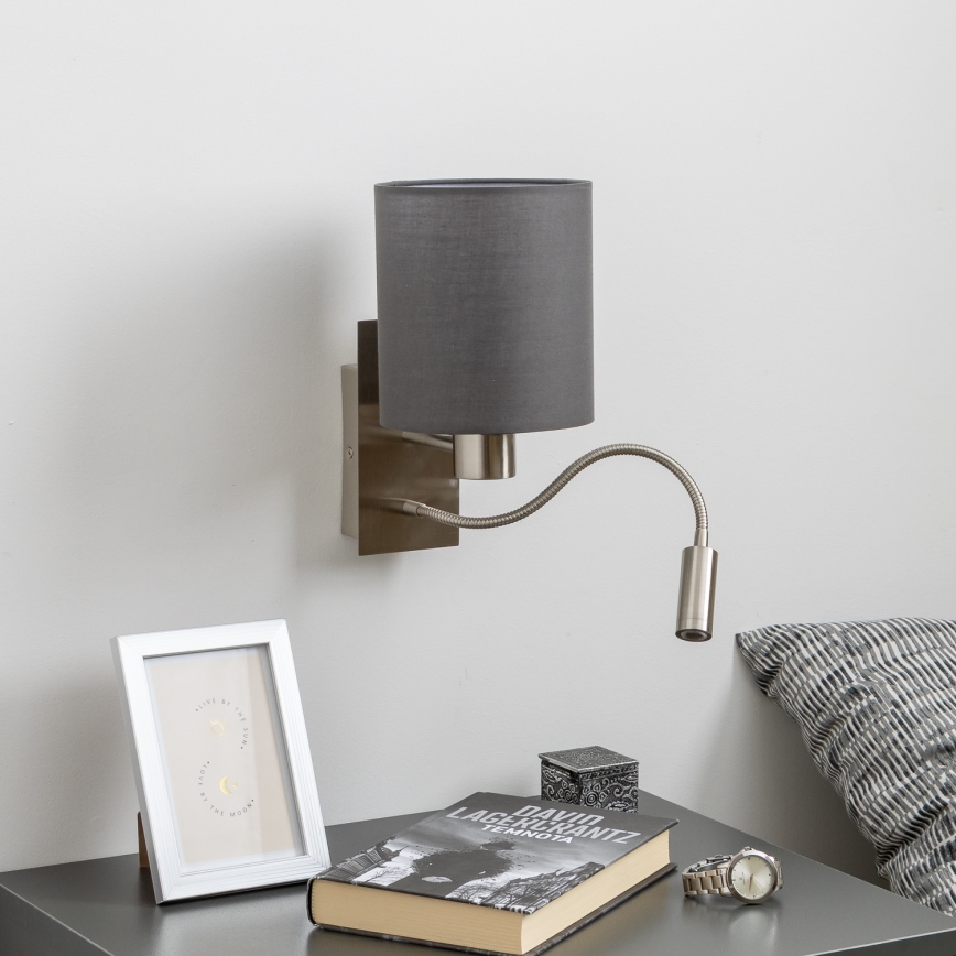 Brilagi - LED Fleksibel væglampe NUBILA 1xE27/25W/230V + LED/3W mat krom/antracit