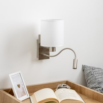 Brilagi - LED Fleksibel væglampe NUBILA 1xE27/25W/230V + LED/3W mat krom/hvid