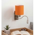 Brilagi - LED fleksibel væglampe NUBILA 1xE27/25W/230V + LED/3W mat krom/orange