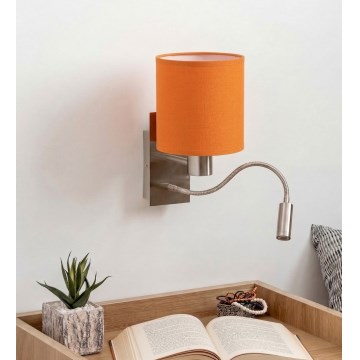 Brilagi - LED fleksibel væglampe NUBILA 1xE27/25W/230V + LED/3W mat krom/orange