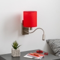 Brilagi - LED Fleksibel væglampe NUBILA 1xE27/25W/230V + LED/3W mat krom/rød