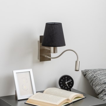 Brilagi - LED Fleksibel væglampe NUBILA 1xE27/25W/230V + LED/3W mat krom/sort