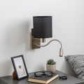 Brilagi - LED Fleksibel væglampe NUBILA 1xE27/25W/230V + LED/3W mat krom/sort